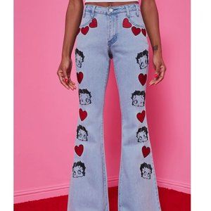 BETTY BOOP X DOLLS KILL - Denim Flare Jeans - Size XXS